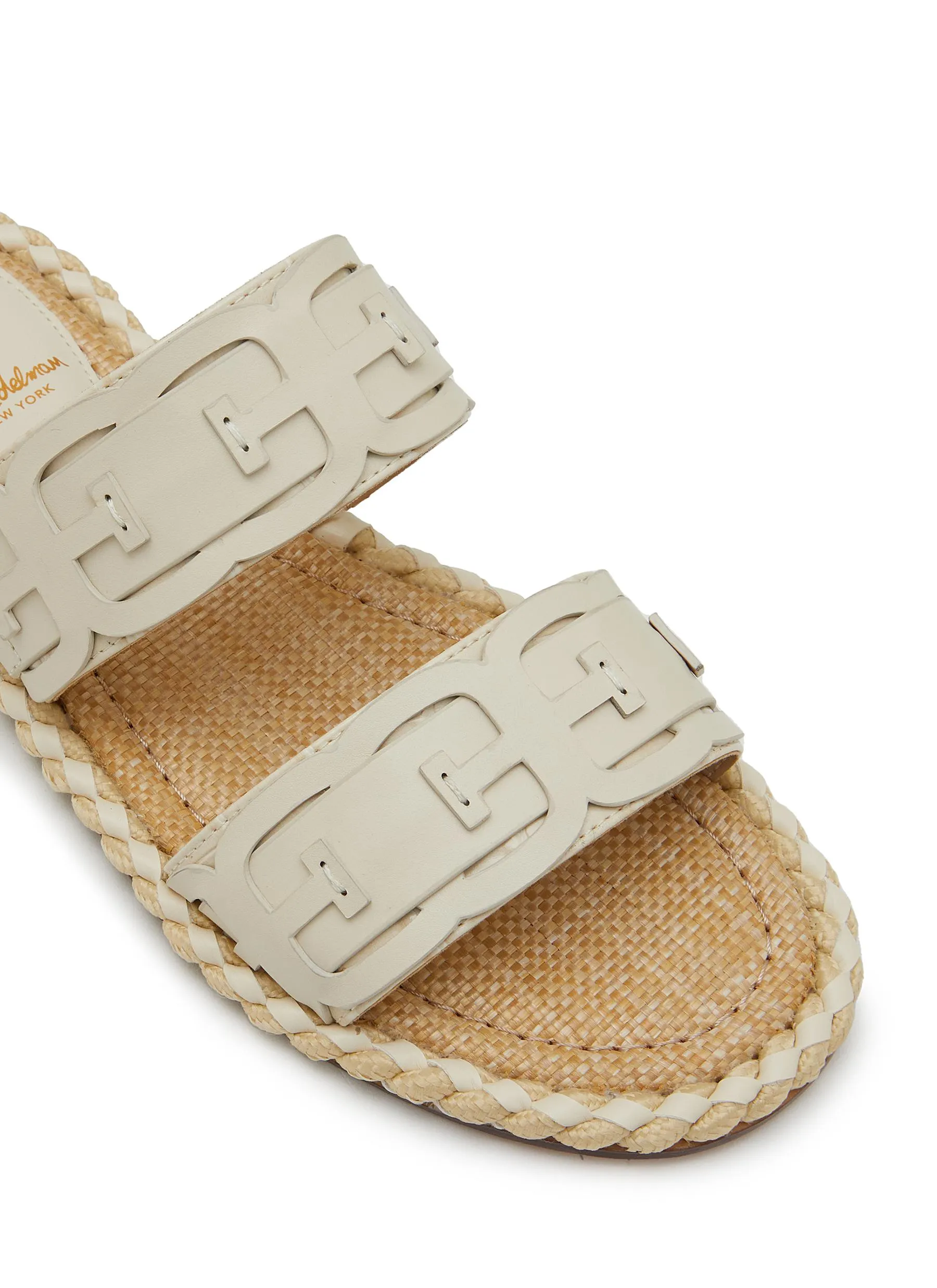 -----------SAM EDELMAN ---- ------------ ----Tatum Leather Logo Double Banded Rope Trim Slide Sandals --