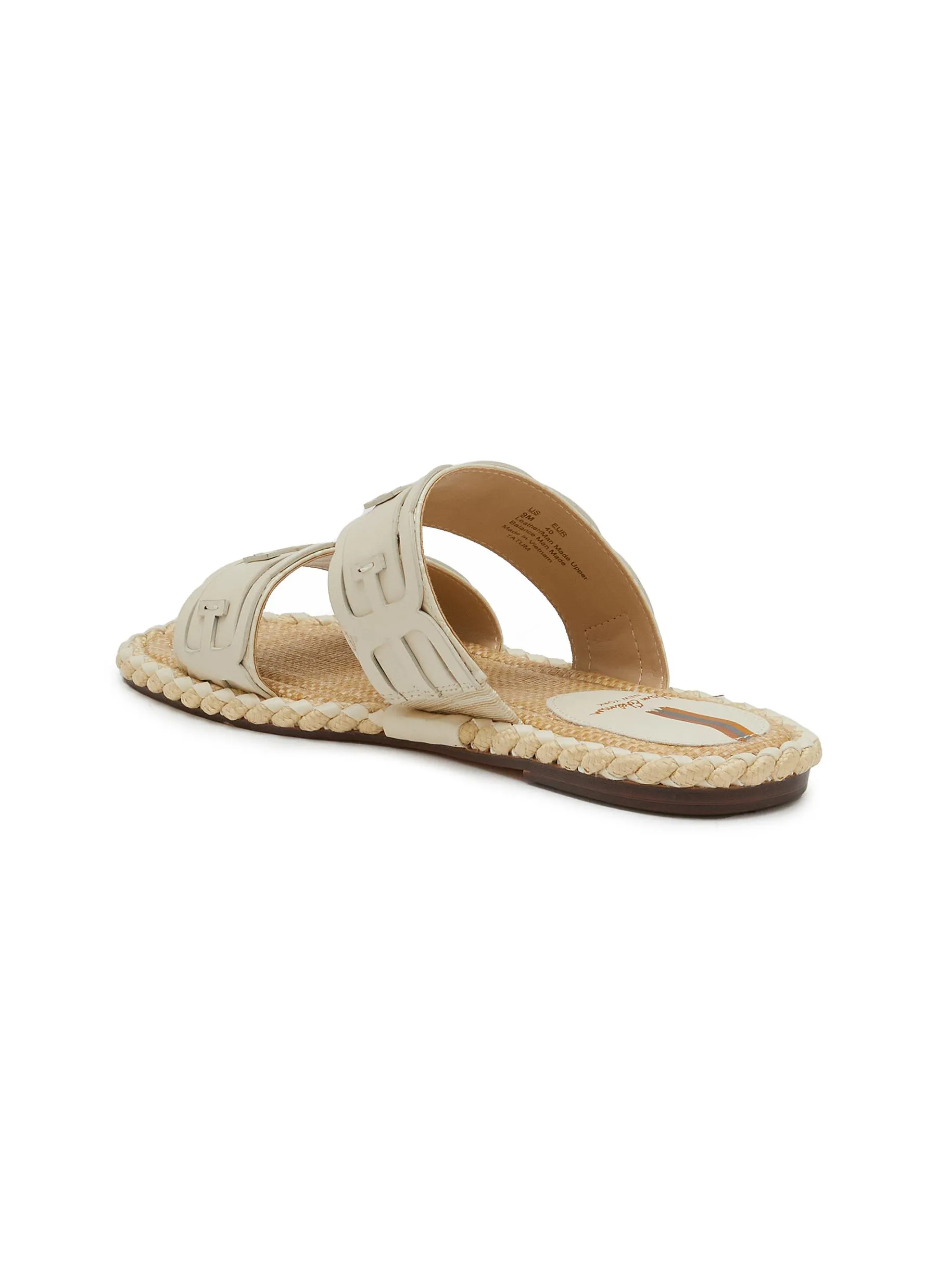 -----------SAM EDELMAN ---- ------------ ----Tatum Leather Logo Double Banded Rope Trim Slide Sandals --