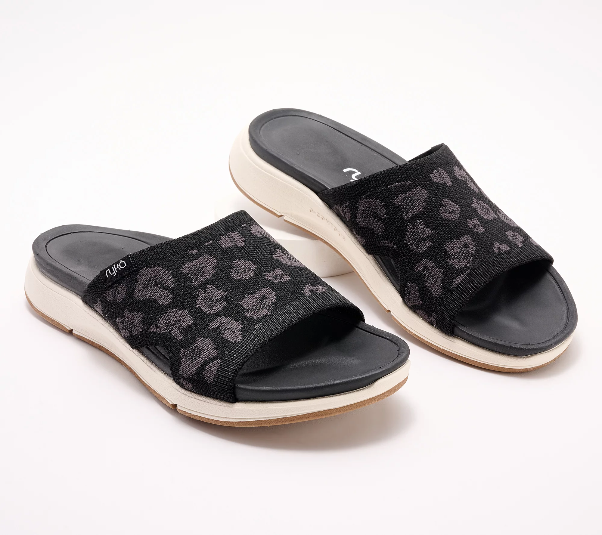 "As Is" Ryka Leopard Print Knit Slide Sandals - Triumph