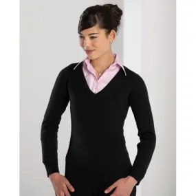 710F Ladies' V-Neck Knitted Pullover