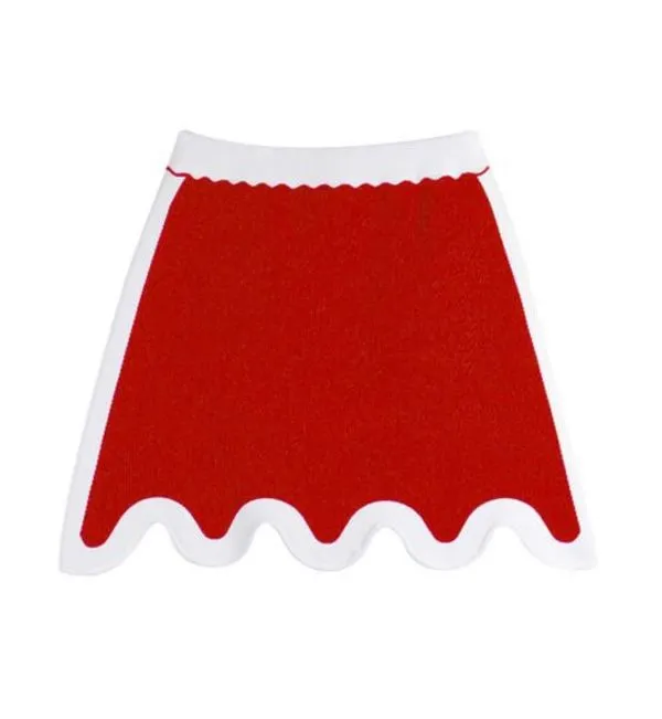 Adelie Wavy Mini Skirt - Red