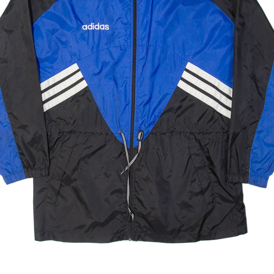 ADIDAS Mens Windbreaker Jacket Blue Nylon Colourblock 2XL