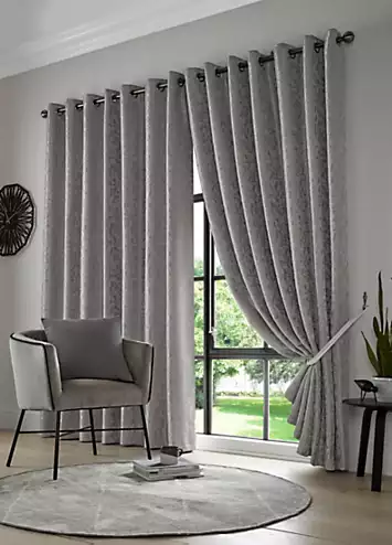 Alan Symonds Keswick Jacquard Pair of Lined Eyelet Curtains | Kaleidoscope