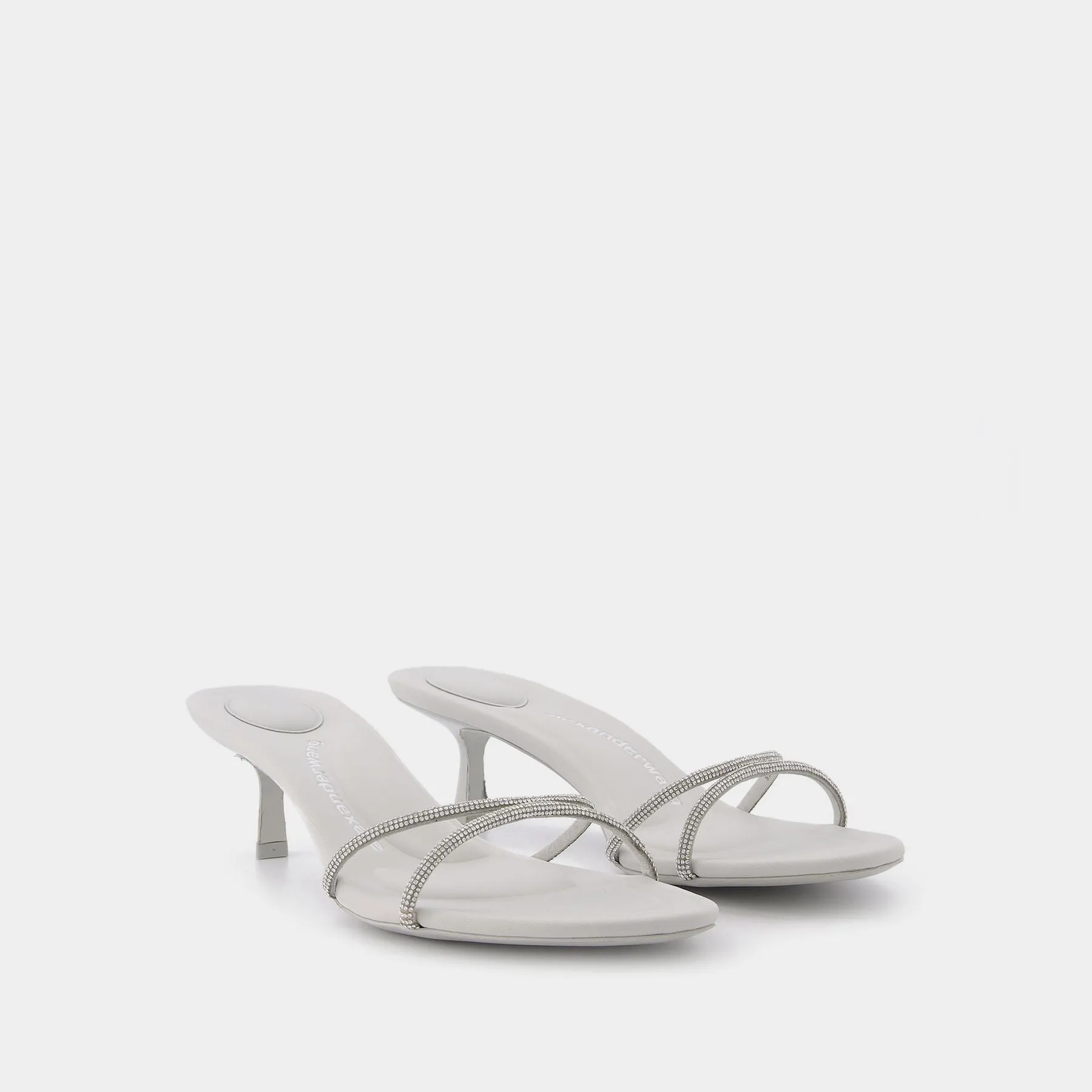 Alexander Wang  Dahlia 50 Sandals in Crystal / Grey Leather