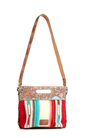 American Darling Fringed Serape Blanket & Tooled Western Crossbody 