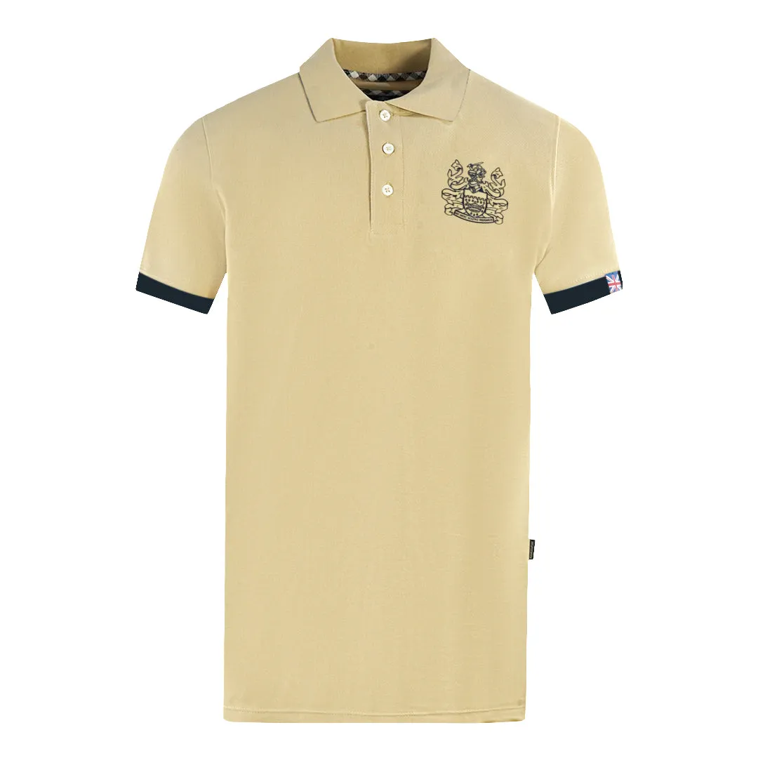 Aquascutum Branded Collar Beige Polo Shirt