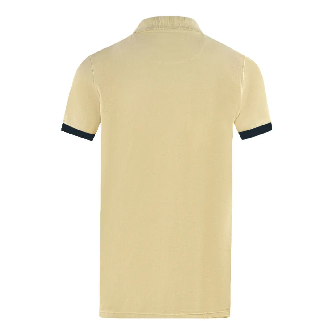 Aquascutum Branded Collar Beige Polo Shirt