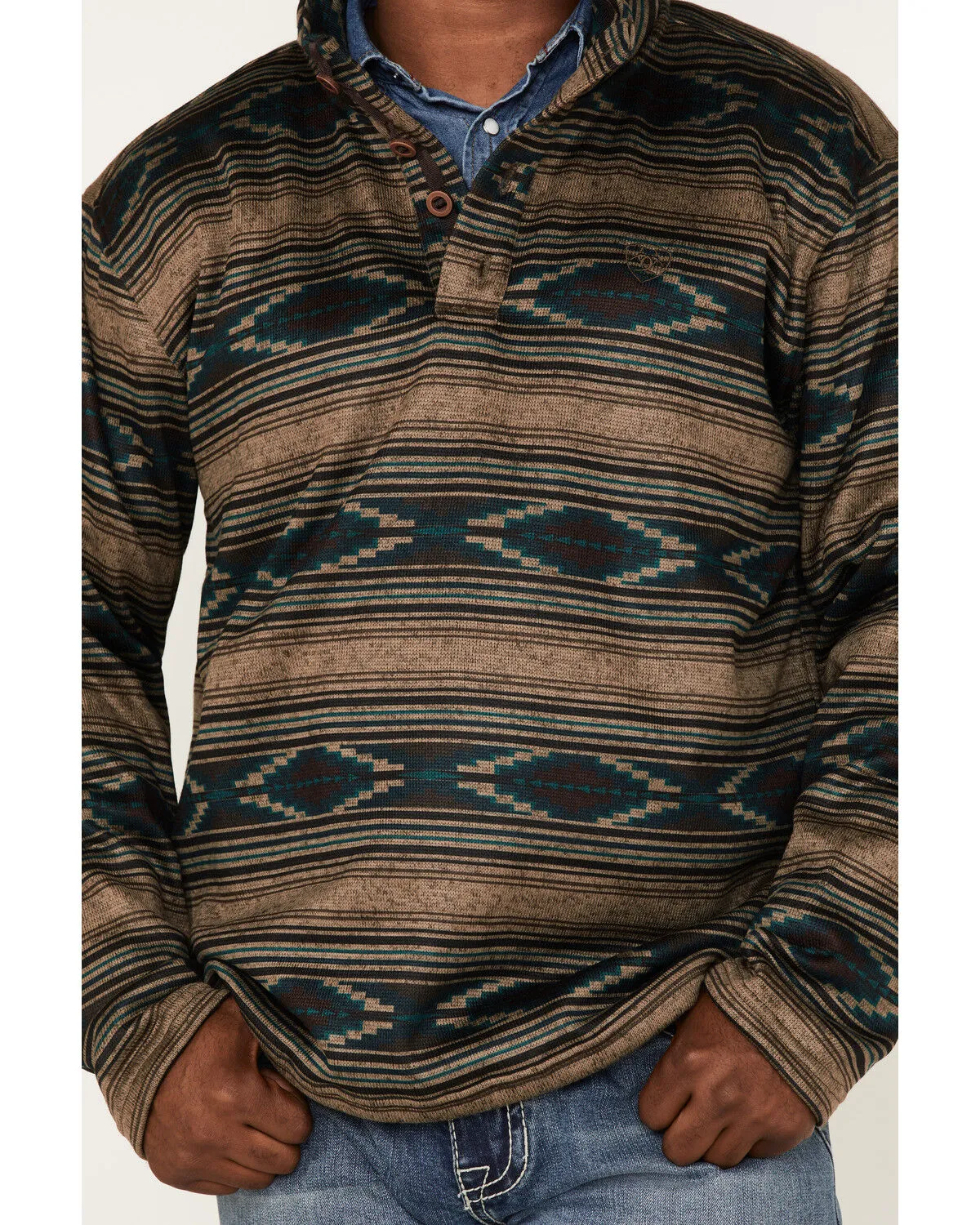 Ariat Men's Wesley Southwestern Print 1/4 Button Fleece Pullover