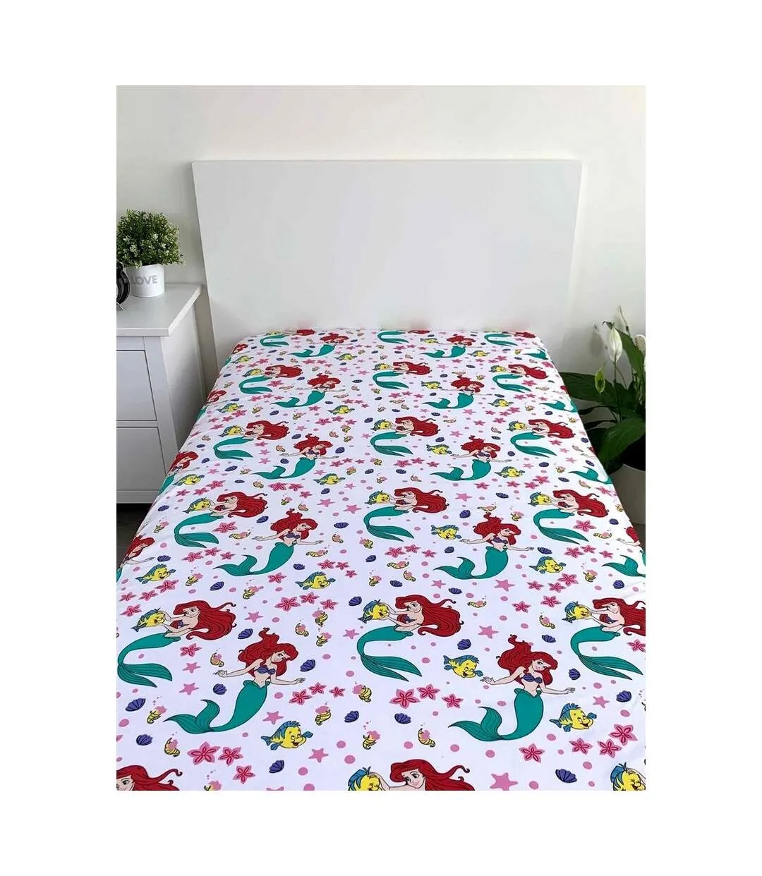 Ariel friends fitted sheet white/multicoloured Little Mermaid