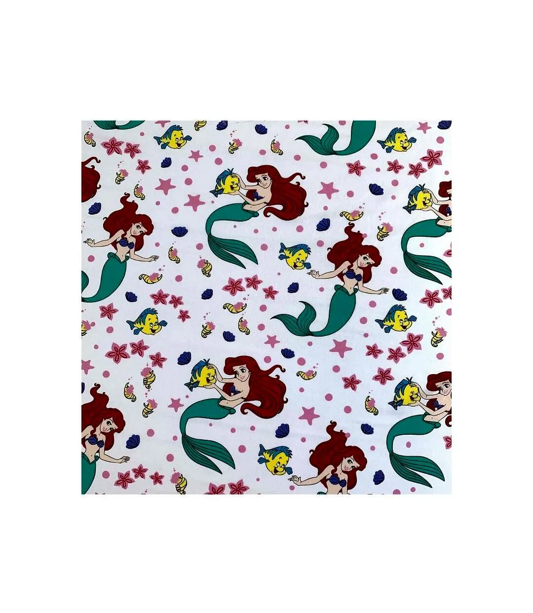 Ariel friends fitted sheet white/multicoloured Little Mermaid