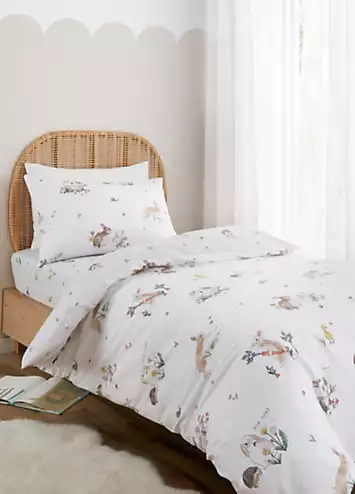 Bianca Bunny Rabbit Friends 100% Cotton White Duvet Cover Set | Kaleidoscope