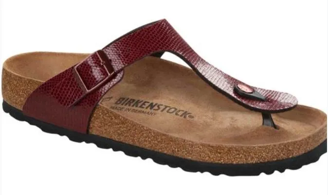 Birkenstock Gizeh Arizona Magical Metallic Maroon Rose Black Sandals BF Slides Flip Flops