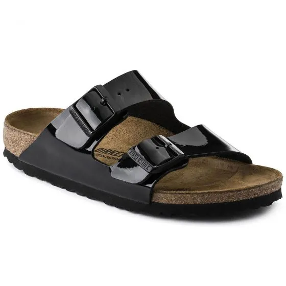 Birkenstock Womens Arizona Birko Flor Patent Black Sandals - Narrow Fit