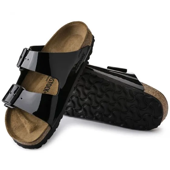 Birkenstock Womens Arizona Birko Flor Patent Black Sandals - Narrow Fit