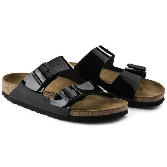 Birkenstock Womens Arizona Birko Flor Patent Black Sandals - Narrow Fit