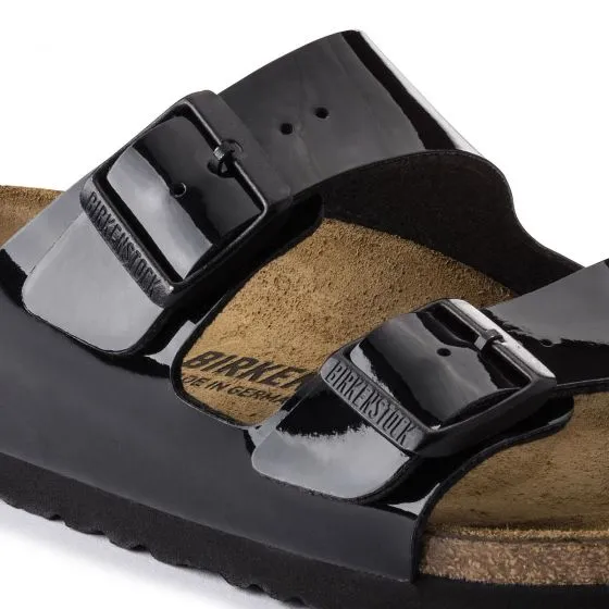 Birkenstock Womens Arizona Birko Flor Patent Black Sandals - Narrow Fit