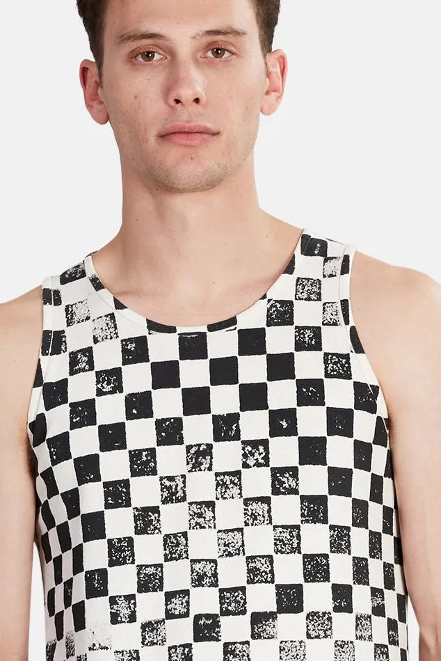 Black Checkerboard Jungmaven Checkerboard Tank Top