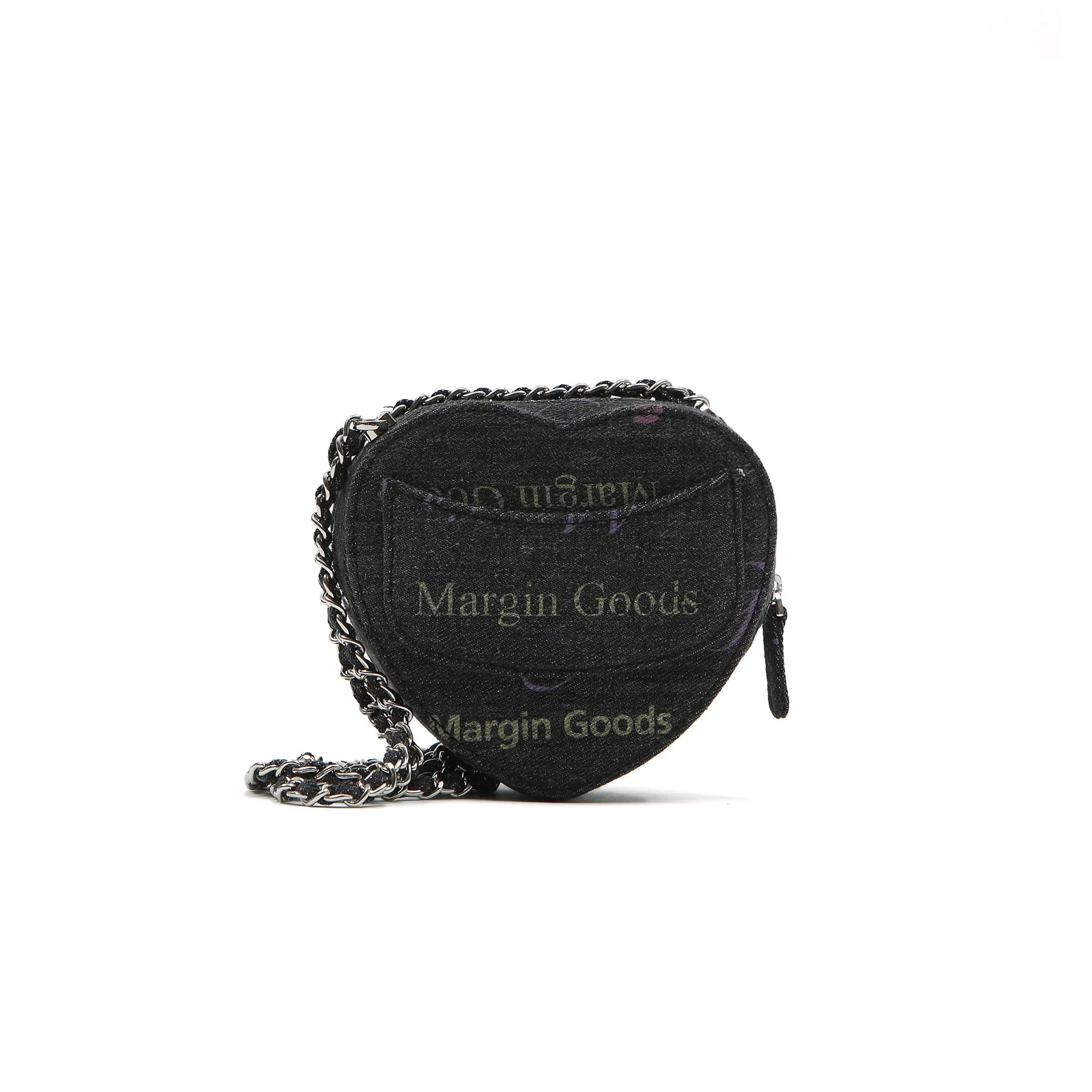 Black Coded Print Peach Heart Bag-