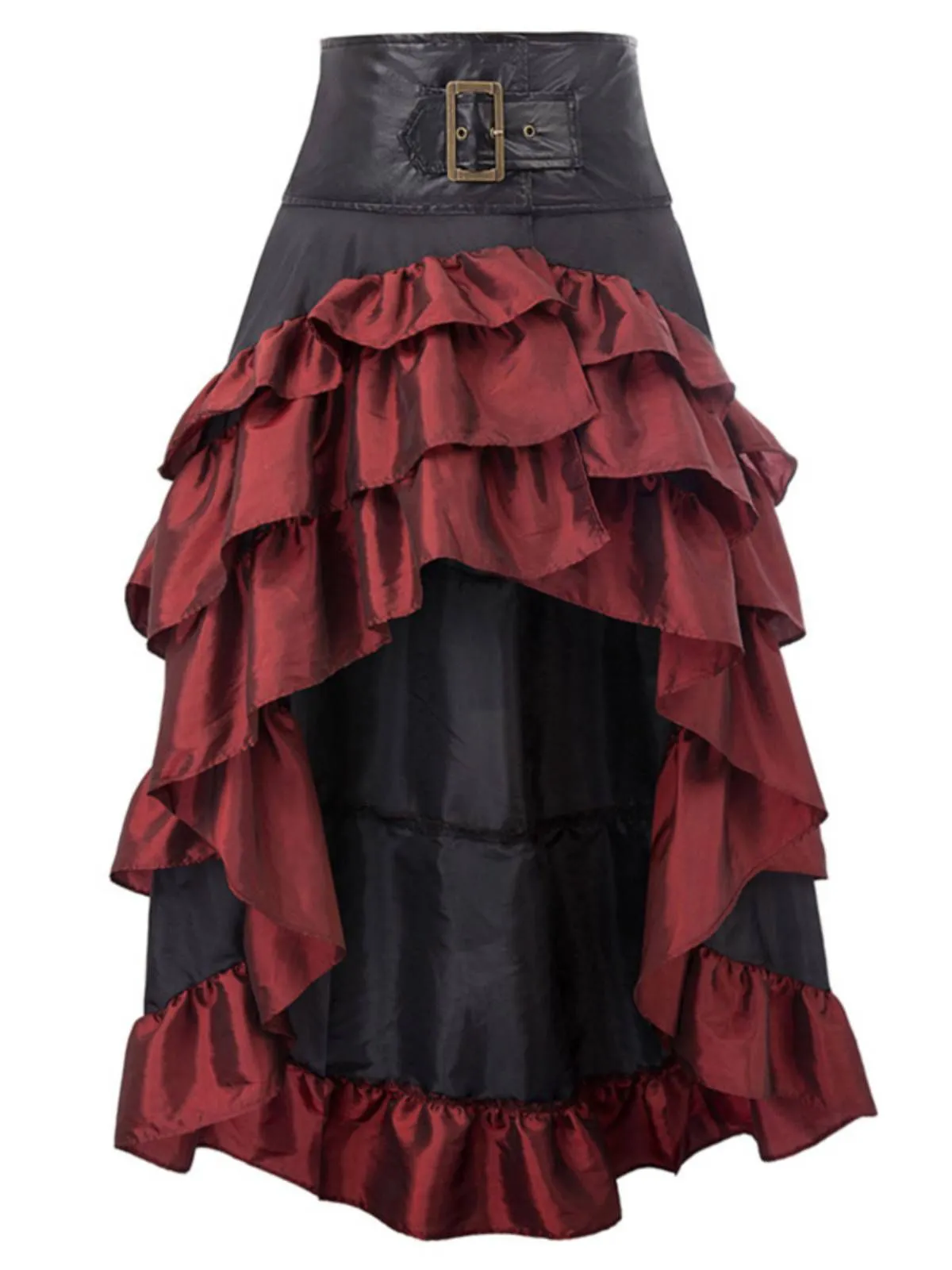 Black Ruffle Patchwork Irregular Skirt