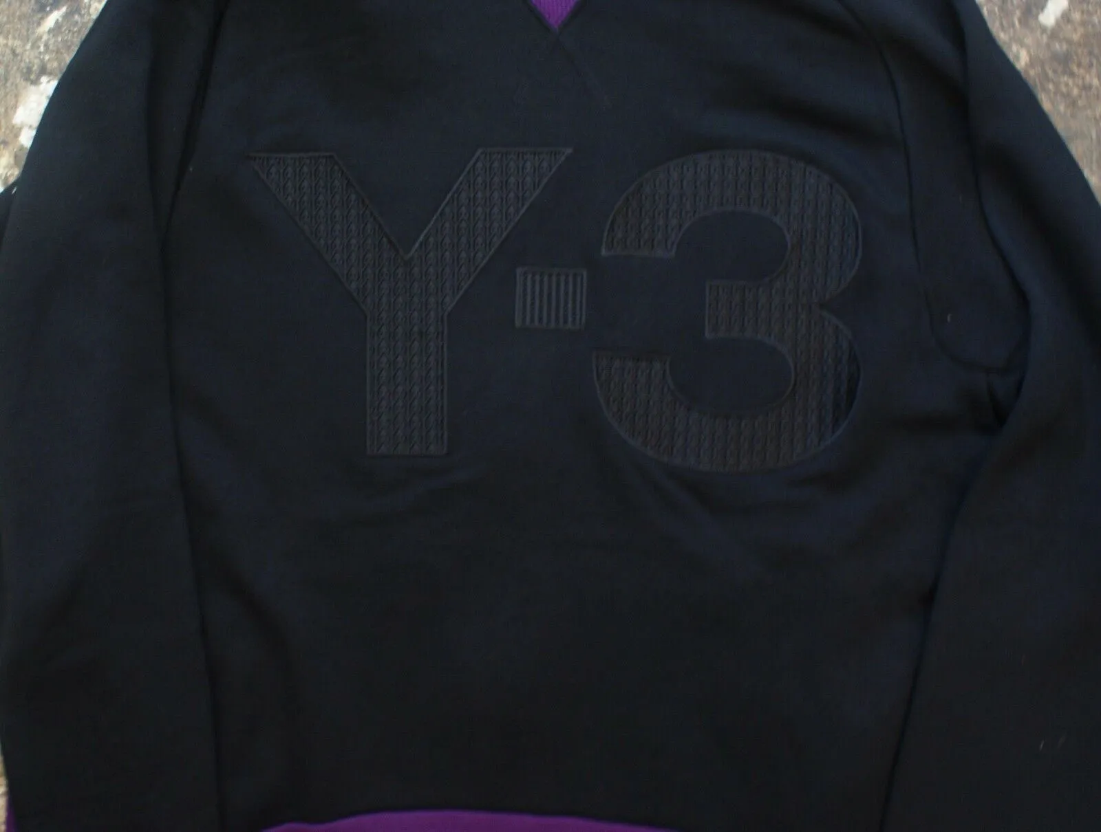 Black Wool Hoodie With Purple Accents