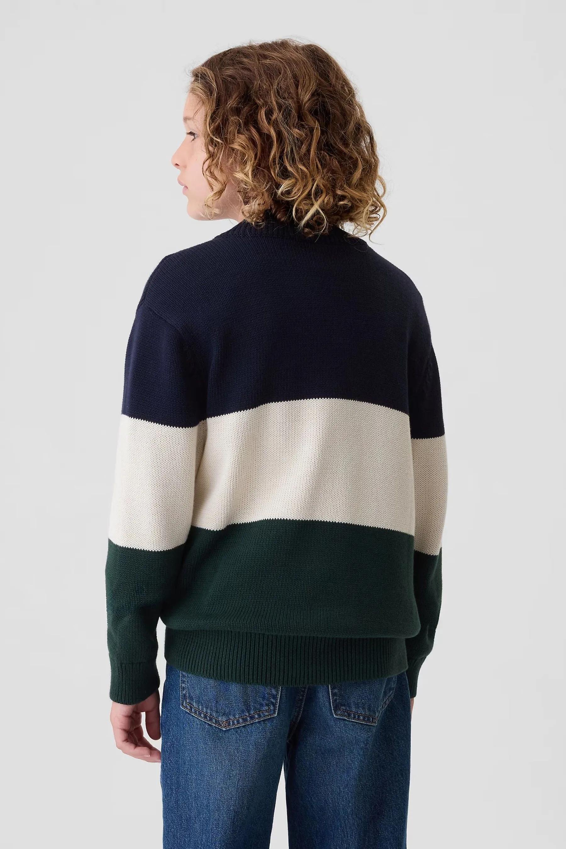 Blue Colourblock Half Zip Pullover Jumper (4-13yrs)