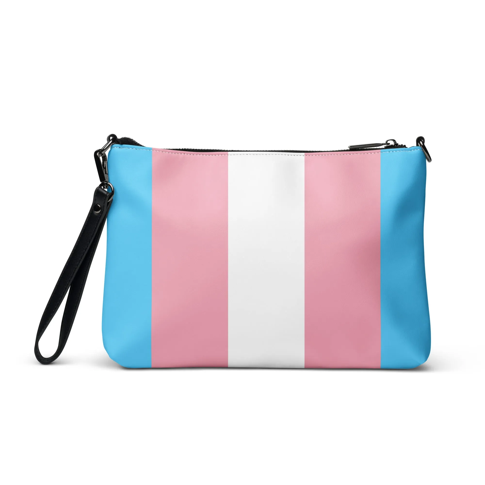 Blue Pink White All Over Pride Faux Leather Crossbody Handbag