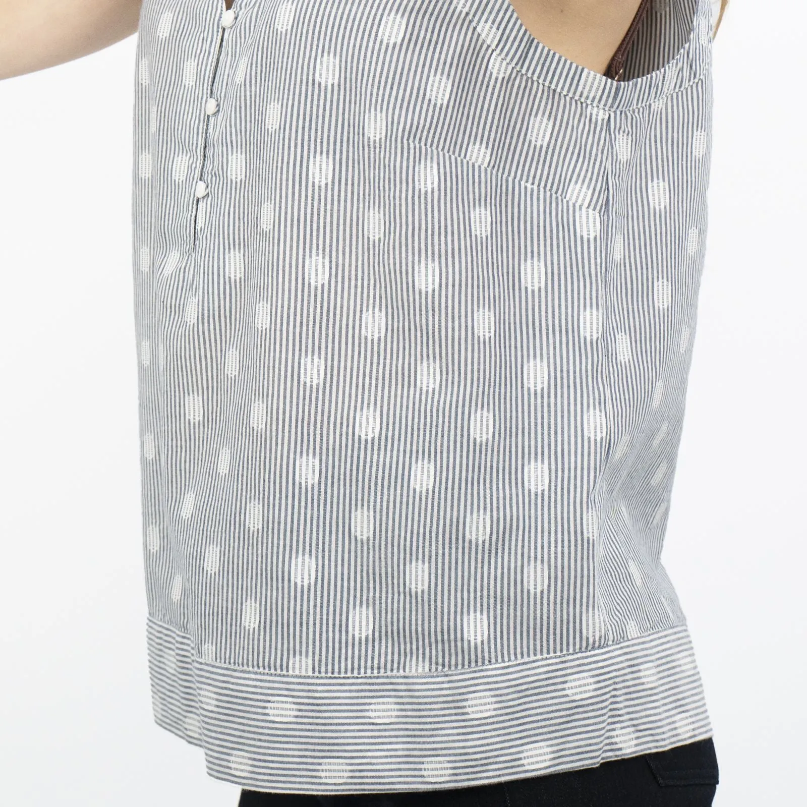 Blue Sleeveless V-Neck Spotty Women's Summer Vest Top