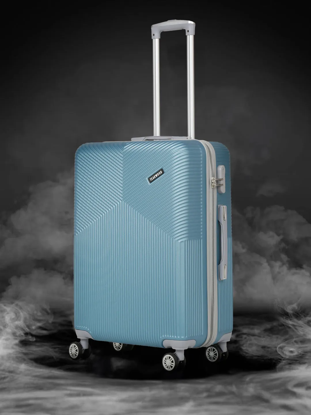 Blue Textured Hard-Sided Trolley Bag