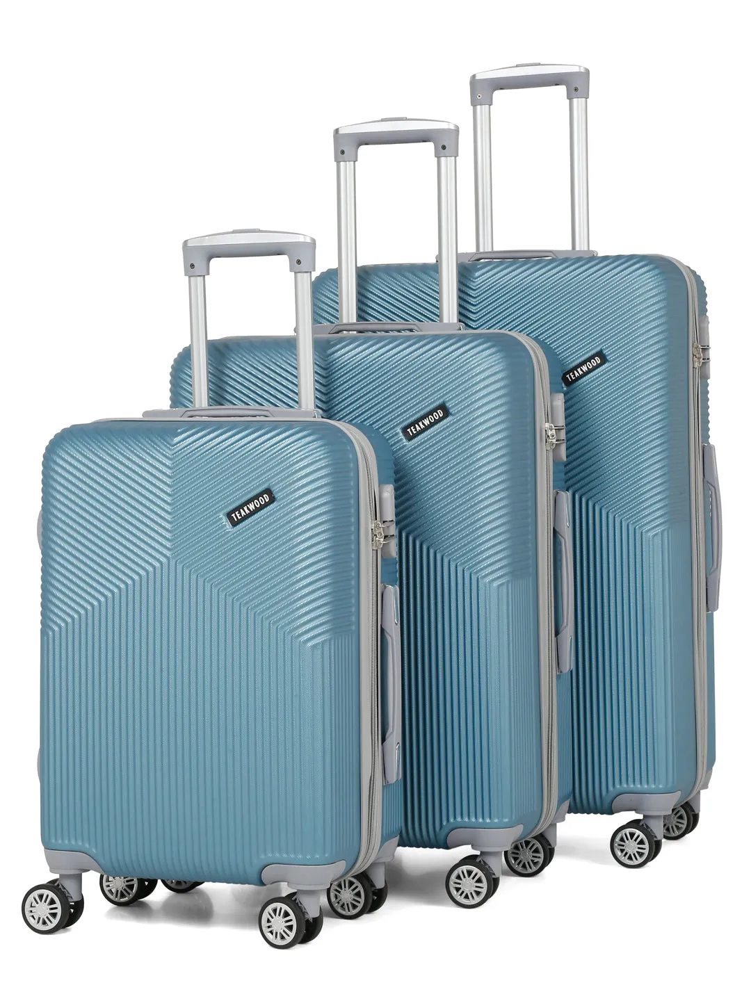 Blue Textured Hard-Sided Trolley Bag