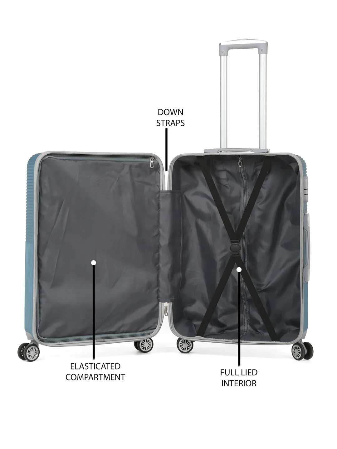 Blue Textured Hard-Sided Trolley Bag