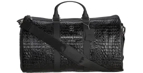 BNJ TRAVEL BAG BLACK ALLIGATOR EFFECT CALFSKIN