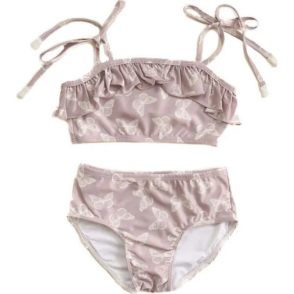 Bonbon Swim Lola Ruffle Bikini, Lilac Butterfly