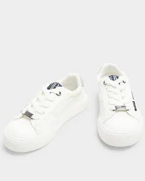 Boys white side tape trainers