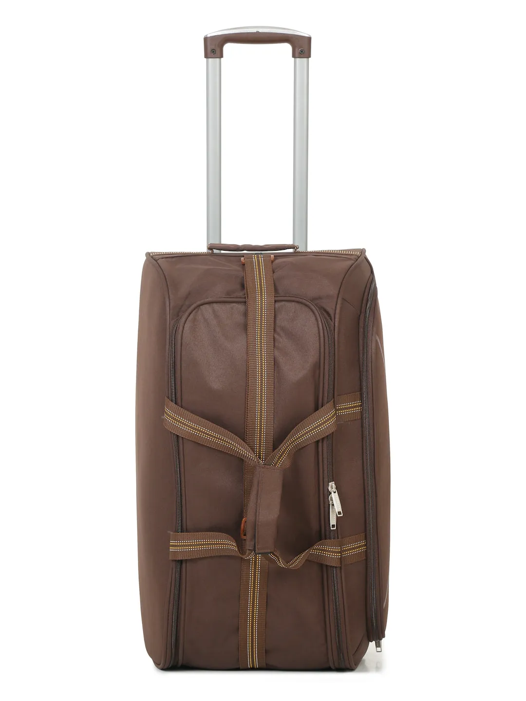 Brown Printed Large Duffel Trolley Bag