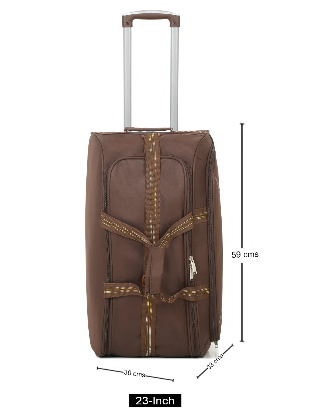 Brown Printed Large Duffel Trolley Bag