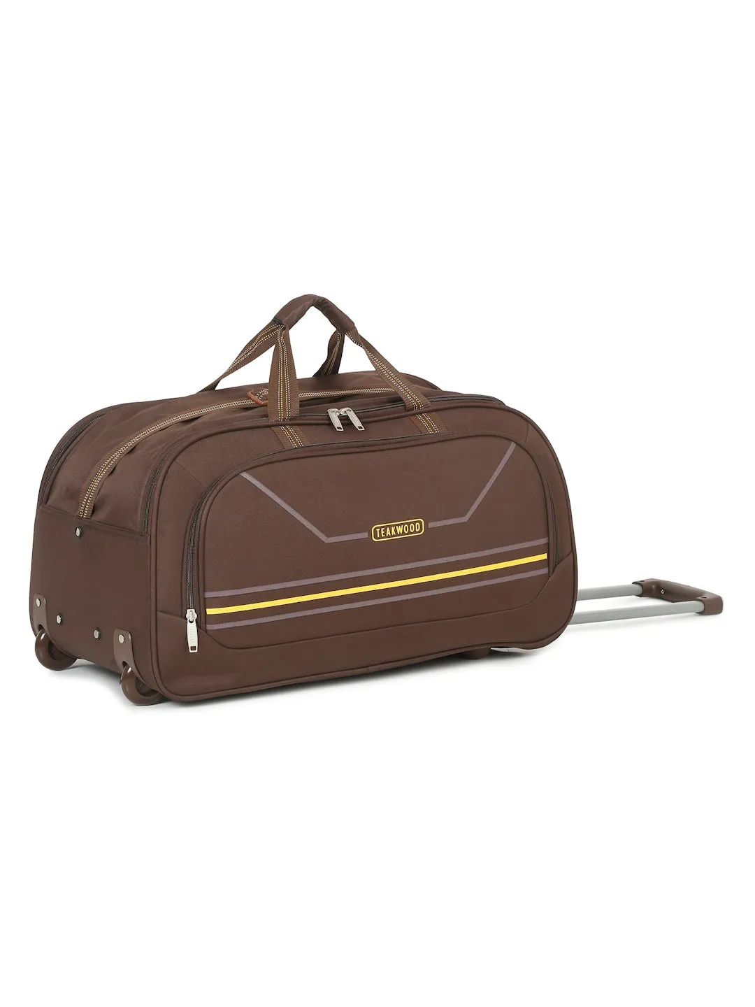 Brown Printed Large Duffel Trolley Bag