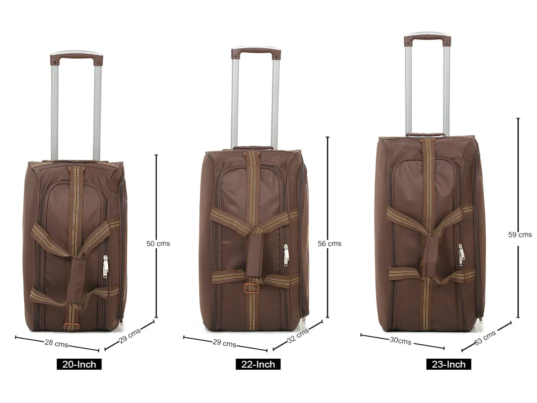 Brown Printed Medium Duffel Trolley Bag