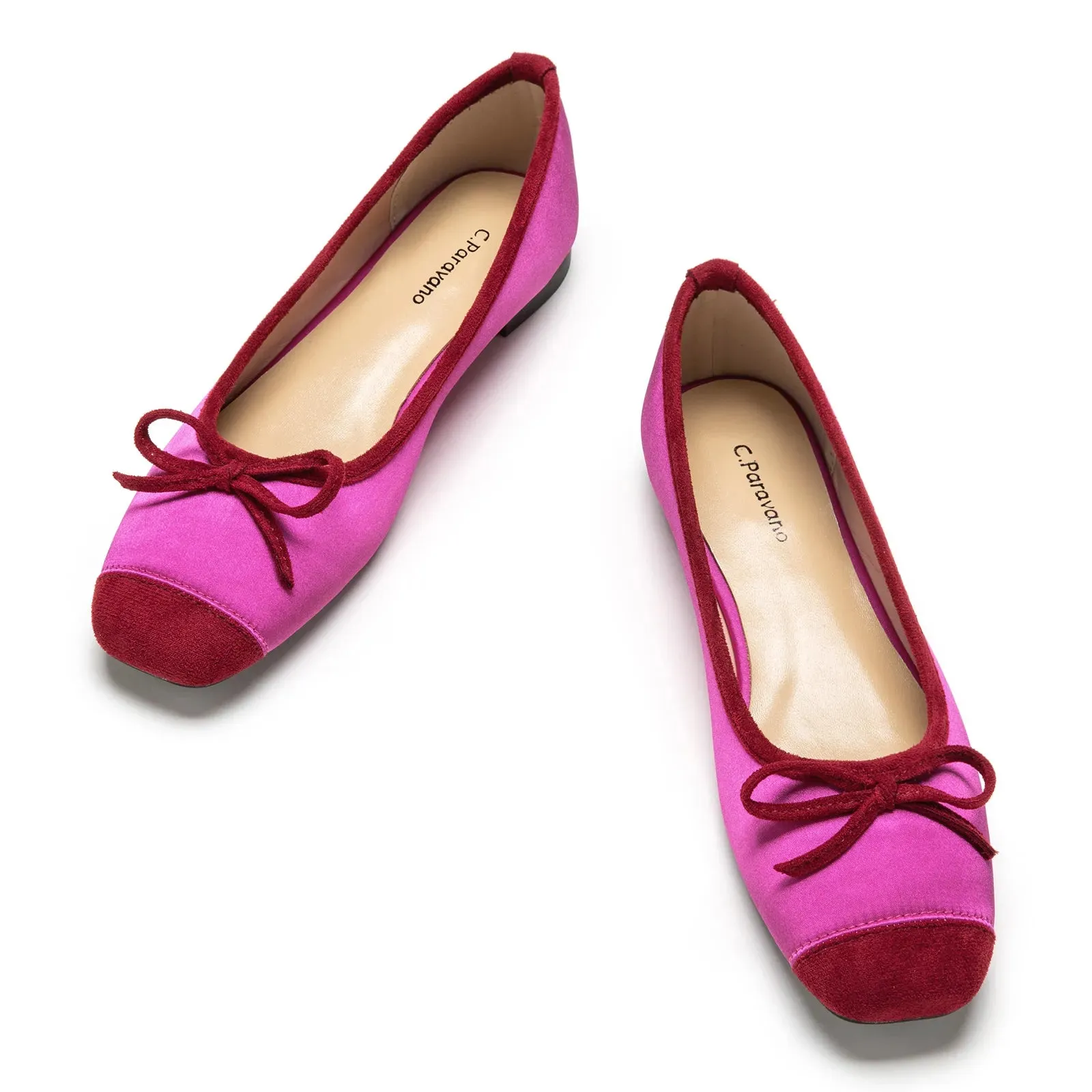 Cap-Toe Silk Ballet Flats (Elena)