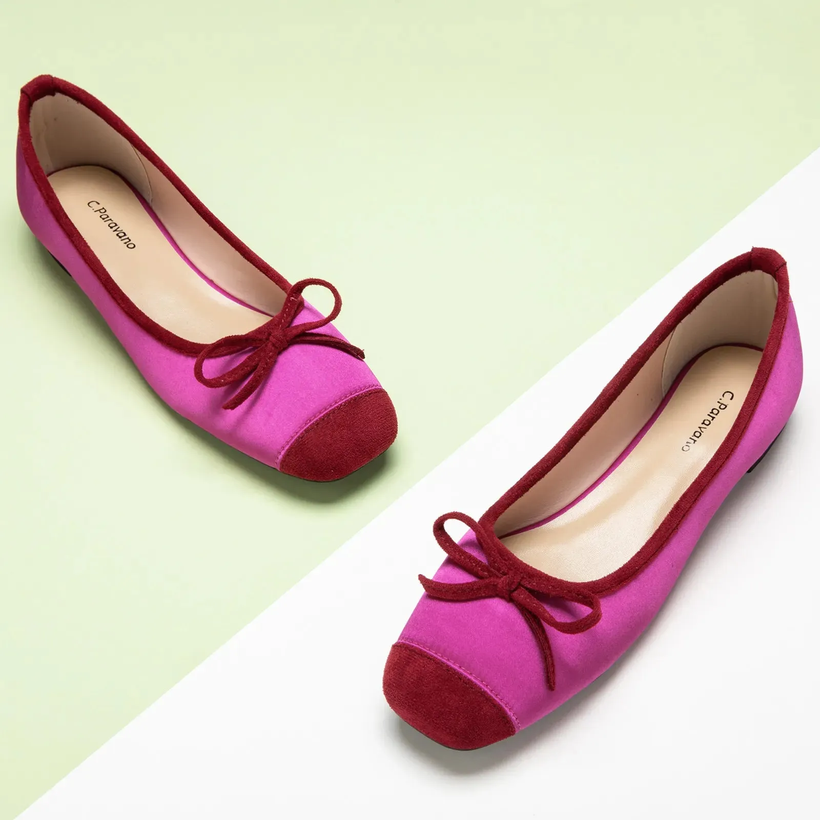 Cap-Toe Silk Ballet Flats (Elena)