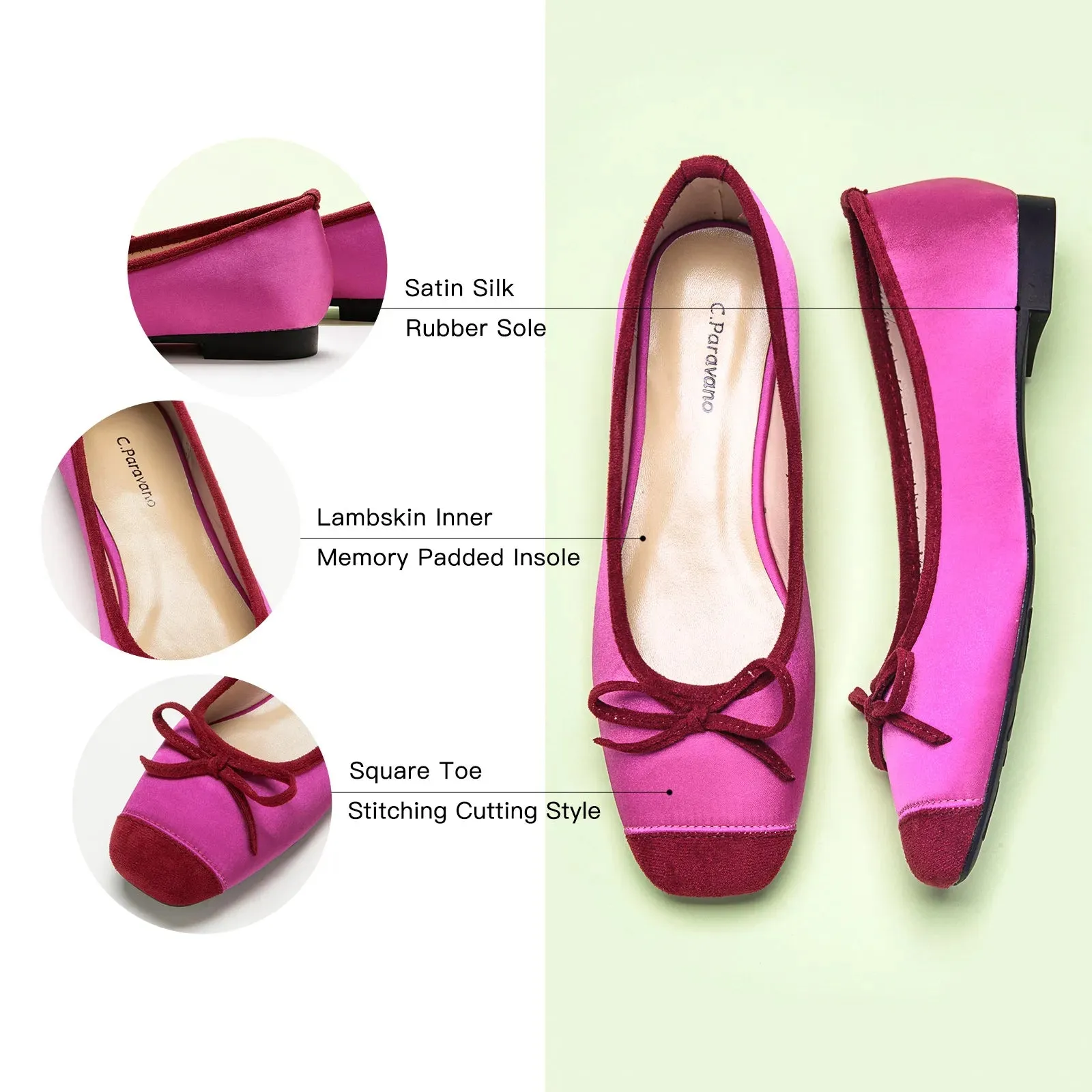 Cap-Toe Silk Ballet Flats (Elena)