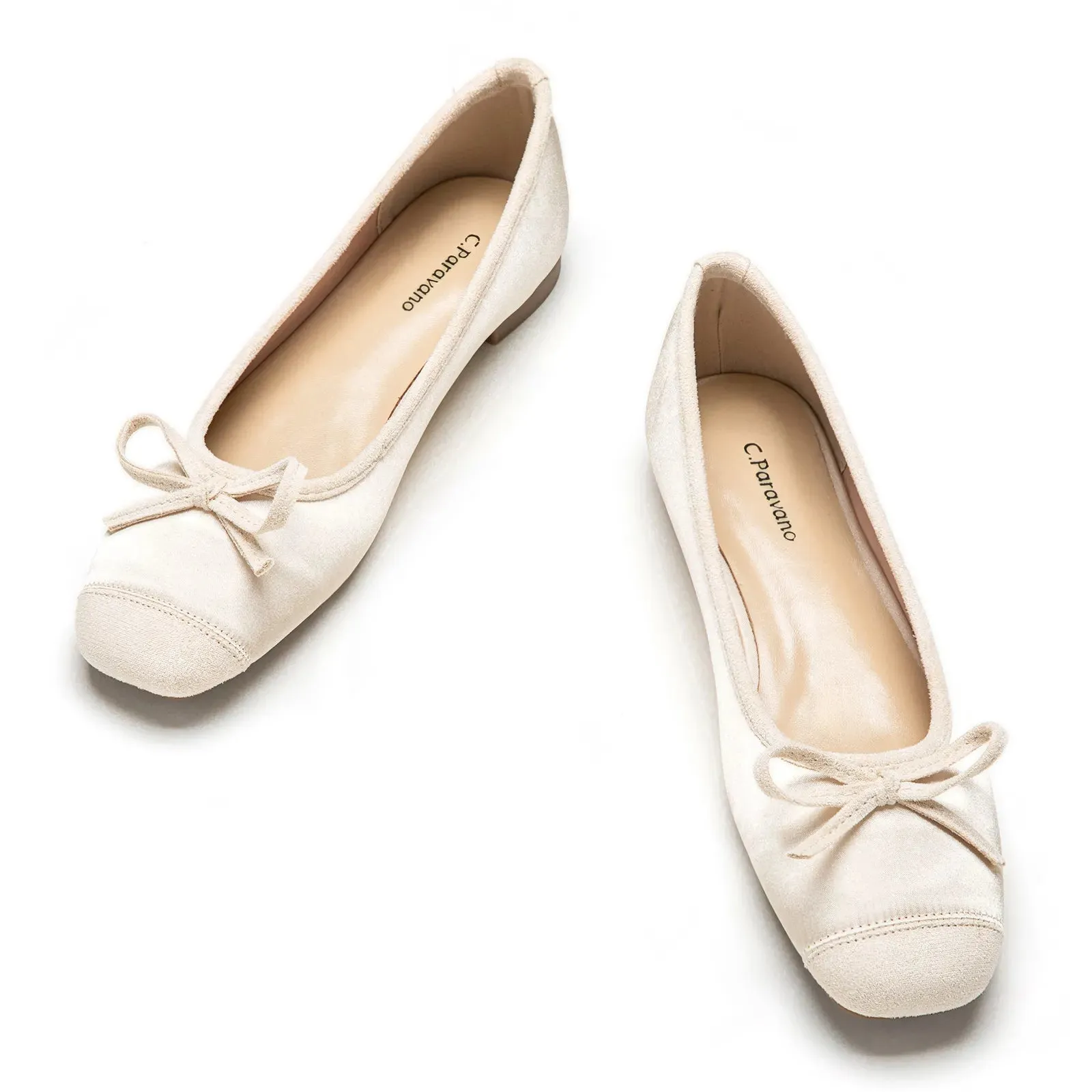 Cap-Toe Silk Ballet Flats (Elena)