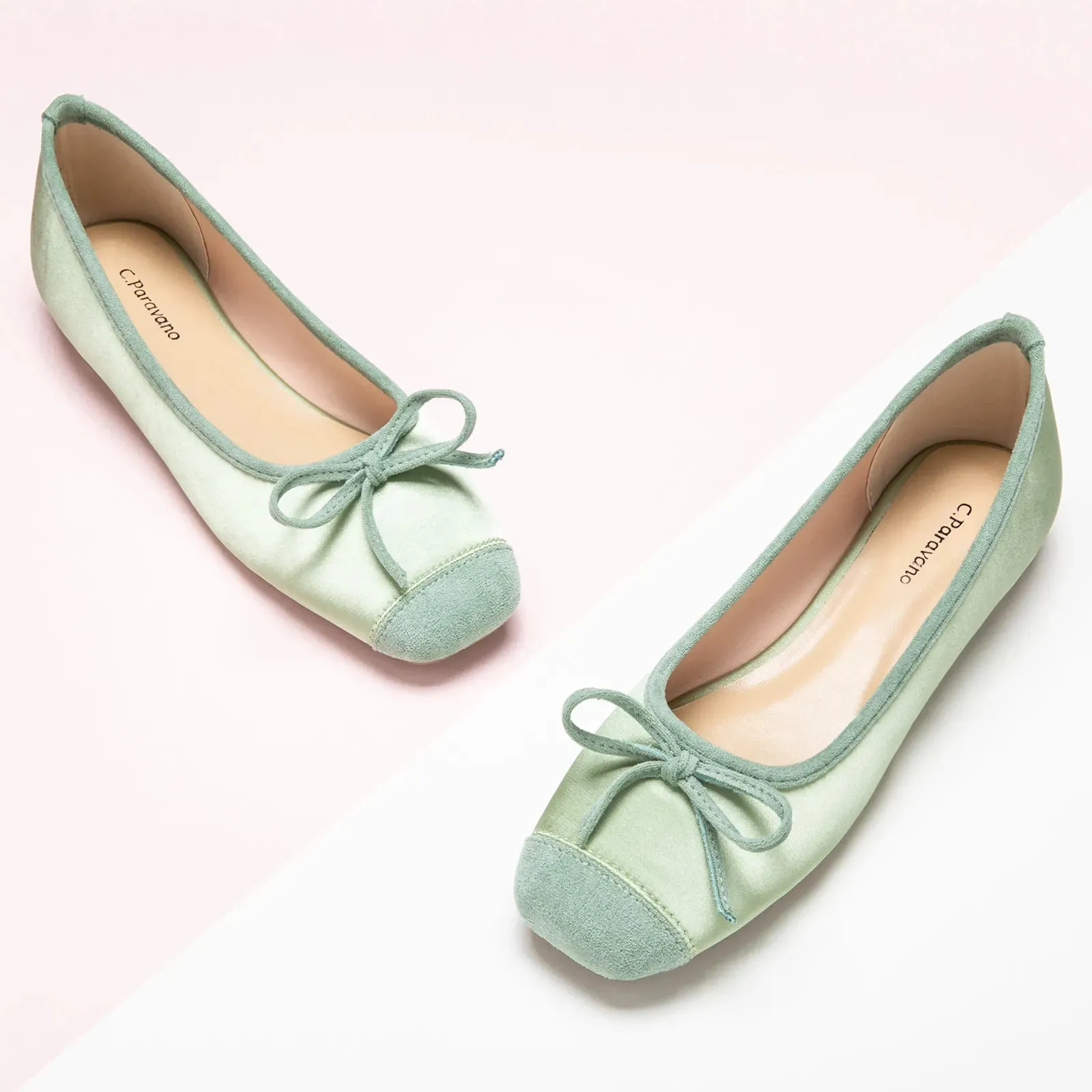 Cap-Toe Silk Ballet Flats (Elena)