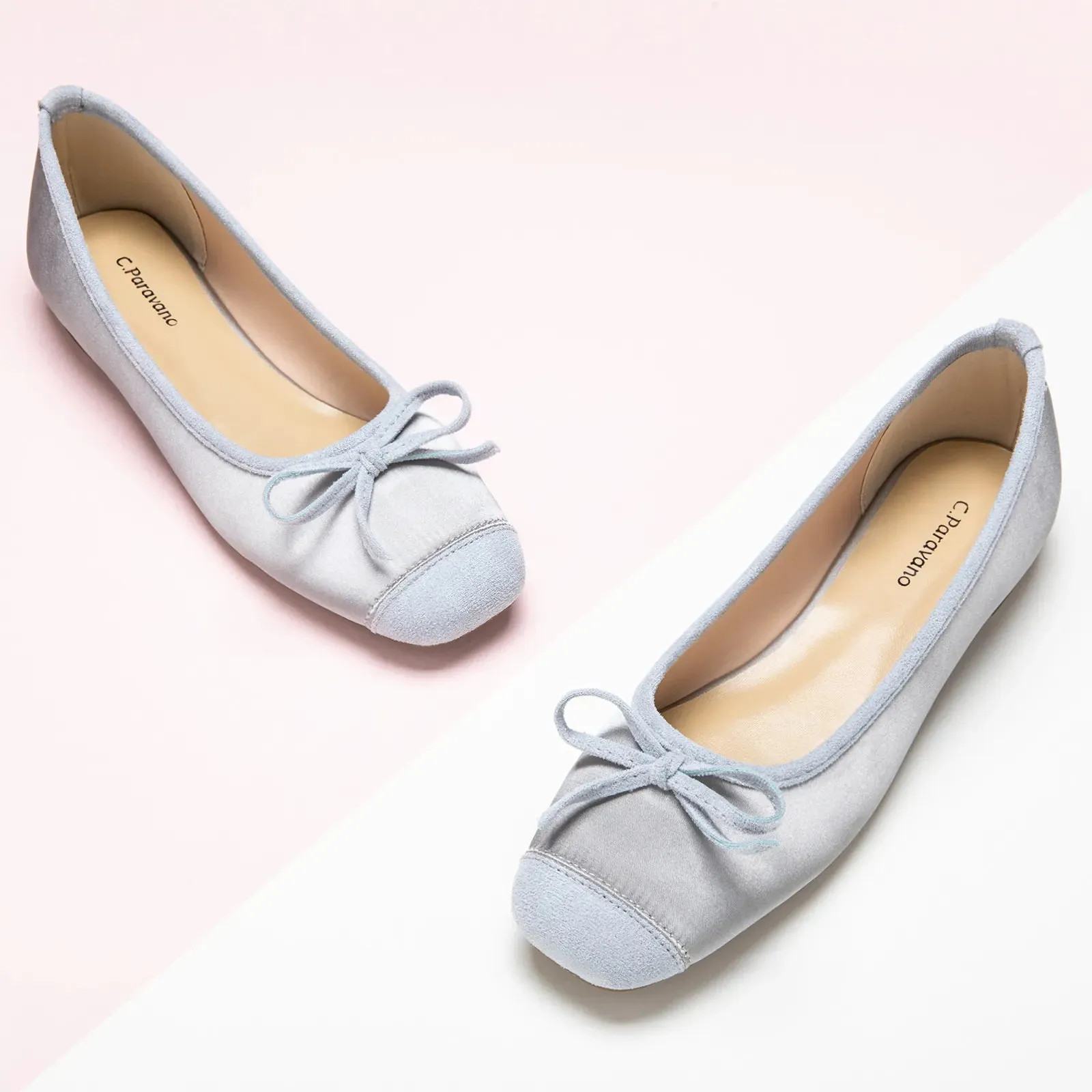 Cap-Toe Silk Ballet Flats (Elena)