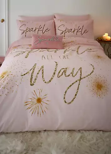 Catherine Lansfield Christmas Pink Sparkle Duvet Cover Set | Kaleidoscope