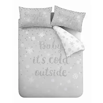 Catherine Lansfield Grey Baby It’s Cold Outside Christmas Duvet Cover Set | Kaleidoscope