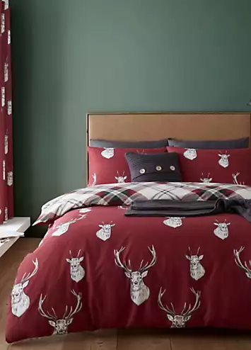 Catherine Lansfield Munro Stag Duvet Cover Set - Red | Kaleidoscope