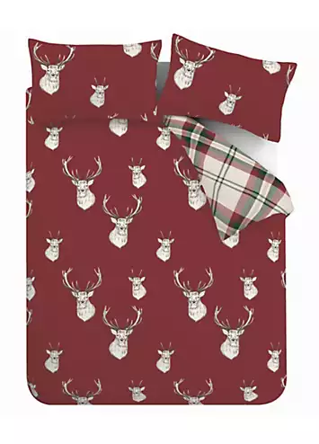 Catherine Lansfield Munro Stag Duvet Cover Set - Red | Kaleidoscope