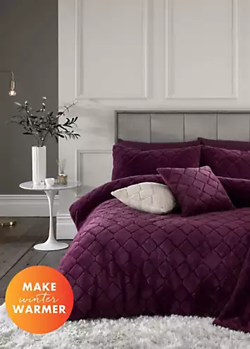 Catherine Lansfield Plum Cosy Diamond Duvet Cover Set | Kaleidoscope