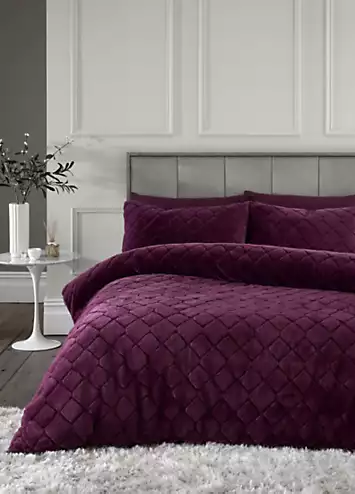 Catherine Lansfield Plum Cosy Diamond Duvet Cover Set | Kaleidoscope