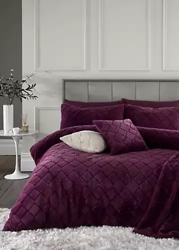 Catherine Lansfield Plum Cosy Diamond Duvet Cover Set | Kaleidoscope